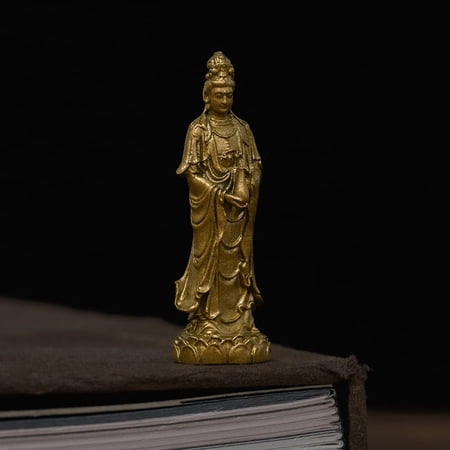 Tiny Brass Guanyin Bodhisattva Statue – Portable Guardian of Peace & Compassion, Ideal for Desk, Personal Space & Gifts