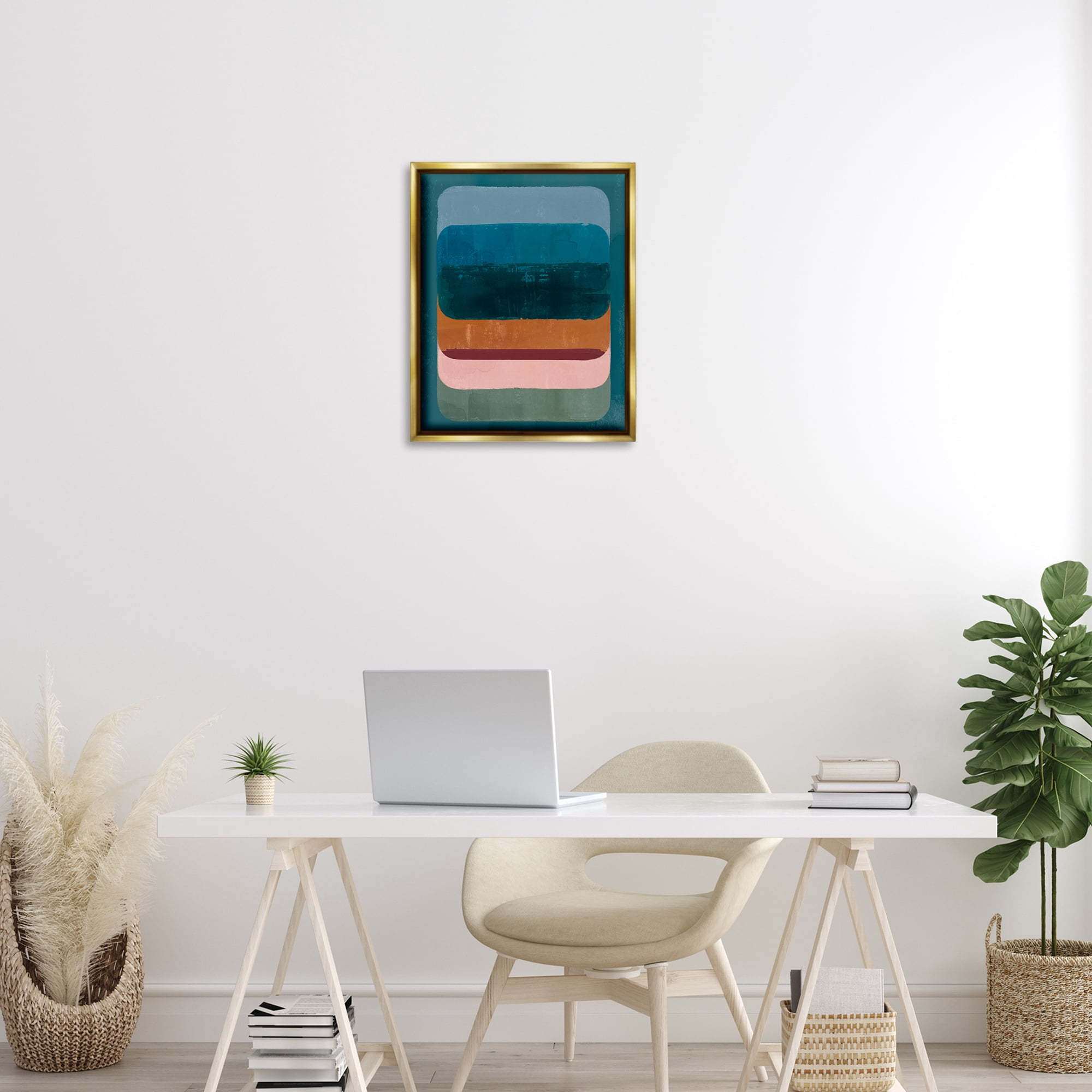 Stupell Industries Southwestern Inspired Pattern Abstract Painting Gold Floater Framed Canvas Art Print Wall Art, 17 x 21