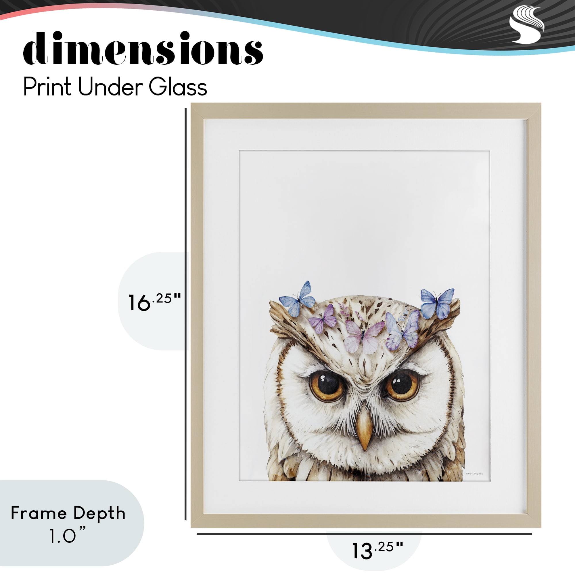 Stupell Industries Owl & Butterfly Wings Birch Framed Print Under Glass, design by Svetlana Aleynikova