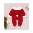 thumbnail image 3 of Honganda Infant Christmas Hooded Romper with Double-Breasted, Fur Ball, 3 of 9