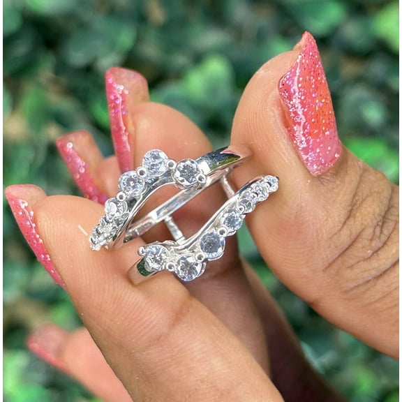 Round Cut diamond Ring Enhancer in 925 Sterling Silver - Birthday Gift For Wife