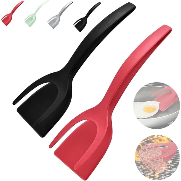 Espátula para yemas, espátula para huevos fritos con yemas, pinzas para espátula con agarre y giro, espátula de silicona de doble cara para huevos fritos, pinzas para girar y girar, espátula para huev