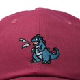 thumbnail image 2 of Dalix Giant Lizard Kaiju Embroidered Cotton Dad Hat Baseball Cap Adjustable Glow in the Dark Mens in Maroon, 2 of 5