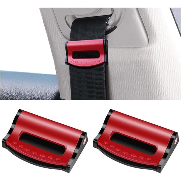 2PCS Car Seatbelt Adjuster, Universal Auto Seat Belt Clips for Adults/Kids, Comfort Car Shoulder Neck Protector Strap Positioner, Seatbelt Locator Retainer Locking Clips for Car, SUV, Red