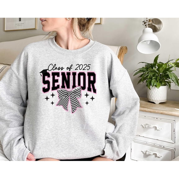 Graduation 2025 Sweatshirt, Senior 2025 Pink Bow Pullover, Coquette Pink Bow Senior Sweatshirt, Graduation Party Outfit