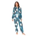 thumbnail image 2 of FORMRS Onesies Pajama for Adults Unisex Hoodie Winter Jumpsuit One Piece Sleepwear, Sizes S-2XL, Dark Blue Hexagon Patterns, 2 of 7