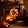 thumbnail image 6 of AYktou Thanksgiving Wreath with LED Light, 12 Inch Fall Wreaths for Front Door, Artificial Maple Leaves Pumpkin Berries Door Hanging Fall Wreath for Porch Outdoor Indoor Wall Window Harvest Decor, 6 of 6