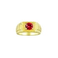 thumbnail image 1 of RYLOS Men's Ring Yellow Gold Plated Silver Ring, 7MM Round Shape Gemstone Designer Style Rings Ruby July Birthstone Rings Silver Size 13, 1 of 7