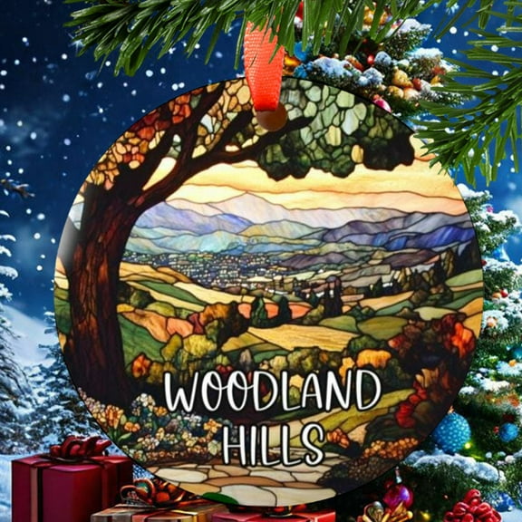 Woodland Hills California Christmas Ornament, Ceramic, Acrylic - Travel Souvenir, Tree Hanging, Trip Keepsake 2025, Traveler Gift, Edition, Holiday Tree Decoration