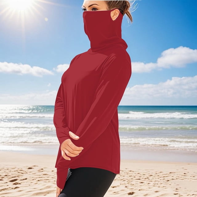 mfyjkho Tops Para Salir Para Mujer, Camiseta Unisex De Verano Informal De Color Liso Con Mangas Largas De Seda Helada Y Protección Solar Tops Para Salir Para Mujer S
