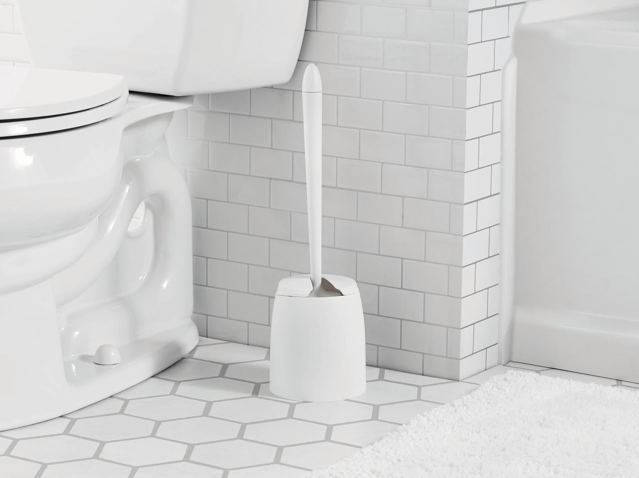 Mainstays Self Closing Plastic Toilet Brush, White
