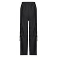 thumbnail image 4 of cfhntfmh Cargo Pants Women Baggy Elastic Waist Drawstring Track Pants Lightweight Wide Leg Trousers Streetwear with Pockets Black, 4 of 6