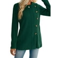 thumbnail image 3 of Weardear Womens Fall Crew Neck Pullover Sweaters Front Slit Long Sleeve Tunic Tops with Decorative Buttons, 3 of 5