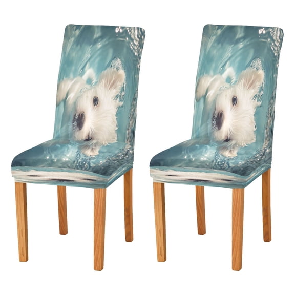 BZSMCE Chairs Slipcovers Dining Chair Covers Cute White Puppy Creative Pattern