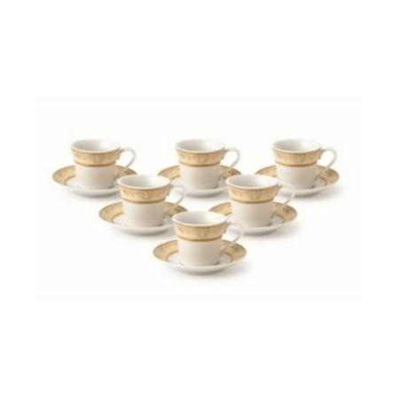 

Lorren Home Trends 12 Piece 2oz Espresso Cup and Saucer Set Service for 6 Gold