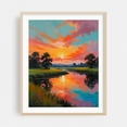 thumbnail image 2 of Sunset by the River - India Painting Sunset Landscape Nature Scenic Pastoral Unframed Wall Art Print 18 x 24 inches, 2 of 13