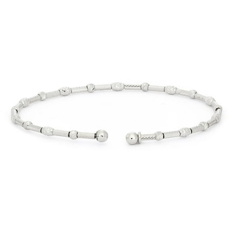 Giuliano Mameli Sterling Silver Rhodium-Plated Bracelet with Round and Oval Faceted Beads