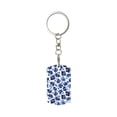 thumbnail image 2 of Uemuo Blue Ink Flowers Pattern Rectangular Metal Keychain - Durable, Stylish, and Personalized Key Ring for Men and Women,Engraved Keychain,Gift Slim Sturdy Keychain, 2 of 7