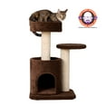 thumbnail image 2 of Armarkat Carpeted real wood Cat Tree Gym Scratching Post F3005 Coffee Brown 30 inch, 2 of 6
