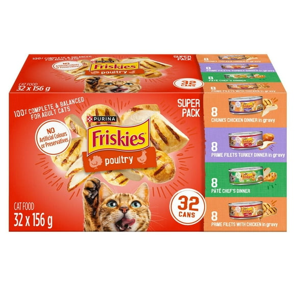 Friskies Poultry Super Pack, Wet Cat Food 32 X 156g, 32 X 156g