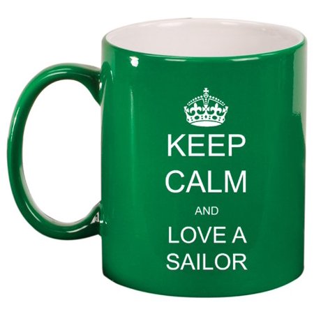 UPC 799928000062 product image for Keep Calm and Love A Sailor Ceramic Coffee Tea Mug Cup Green | upcitemdb.com