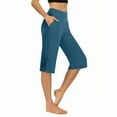 thumbnail image 1 of TaTaai Women's Side Slit Yoga Capri Pants High Waist 7/8 Length Stretchy Work Pants Non See Through Casual Lounge Bottoms Tummy Control Gym Gift, 1 of 7