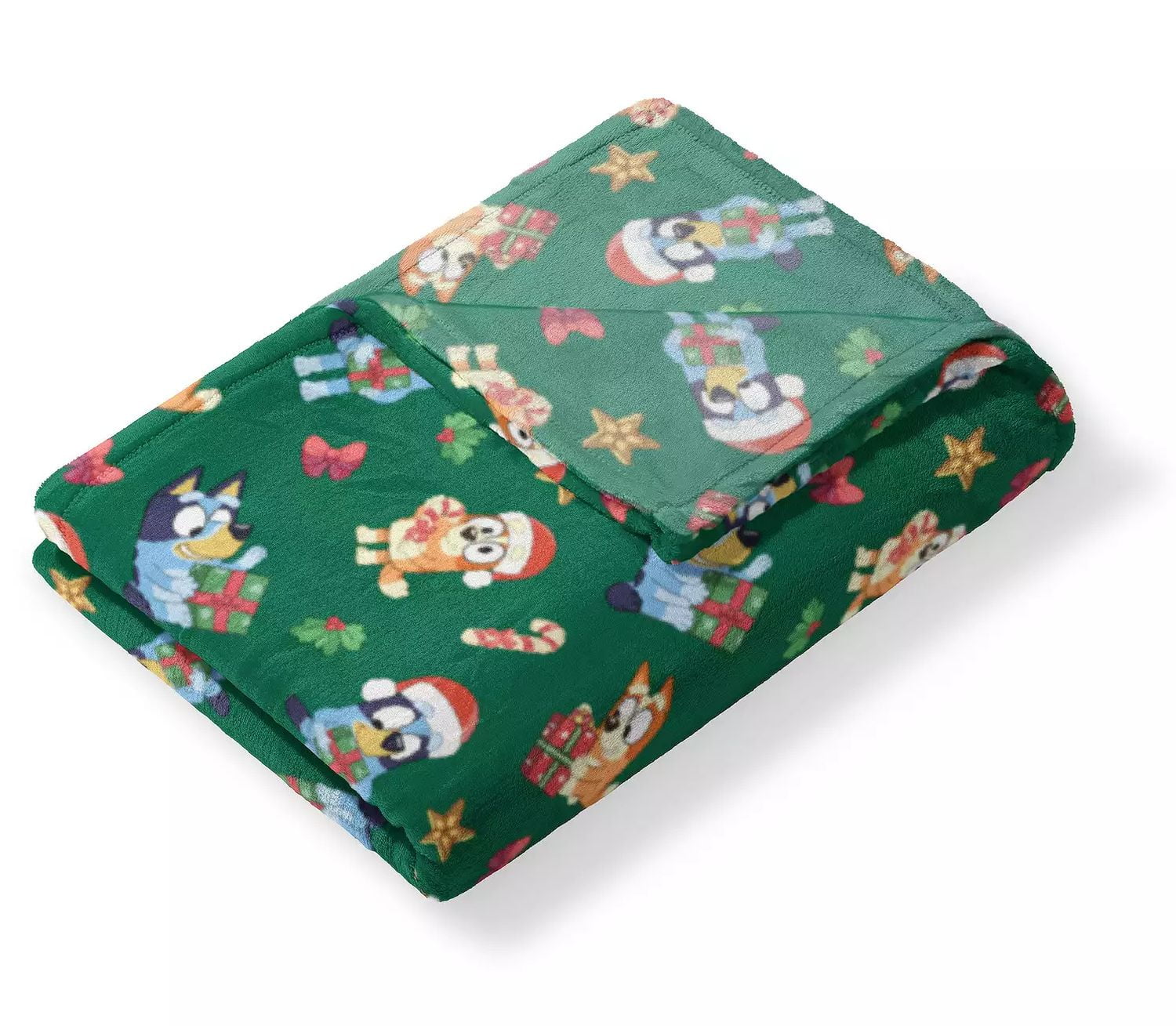 Bluey and Bingo Christmas Presents Green Holiday Silky Soft Blanket Throw