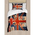 thumbnail image 3 of British Duvet Cover Set Queen Size, I Love London Quote English Man Drinking Tea on UK Flag Backdrop National Design, Decorative 3 Piece Bedding Set with 2 Pillow Shams, Multicolor, by Ambesonne, 3 of 3