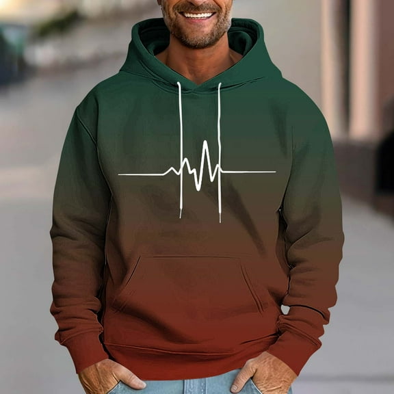 Qulqfy Oversized Hoodie Men Green Pullover Fleece-Lined Graphic Hooded Long Sleeve Sweatshirts with Kanga Pocket Sweatshirts for Men L