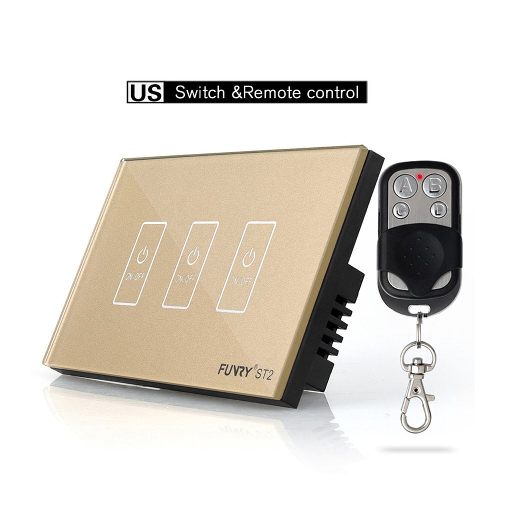 FUNRY ST2-3-R US Smart Remote Control Wall Touch Switch Waterproof LED ...