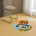 thumbnail image 4 of Latch Hook Rug Kit Cartoon Cute Dairy Cow in Wild Flowers Stamped Handmade Round Shape Carpet Crochet Yarn Craft DIY Hook and Latch Door Mat Tapestry for Home Floor Decor 50x50cm(4), 4 of 7