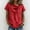 Red, variant on LEKODE Boho Tops for Women Cotton Vintage Tshirts Plus Size Tops Cotton Gauze Tops Short Sleeve Shirts Solid Summer Tops Loose Dressy Casual Blouse Summer Blouses for Women Black L