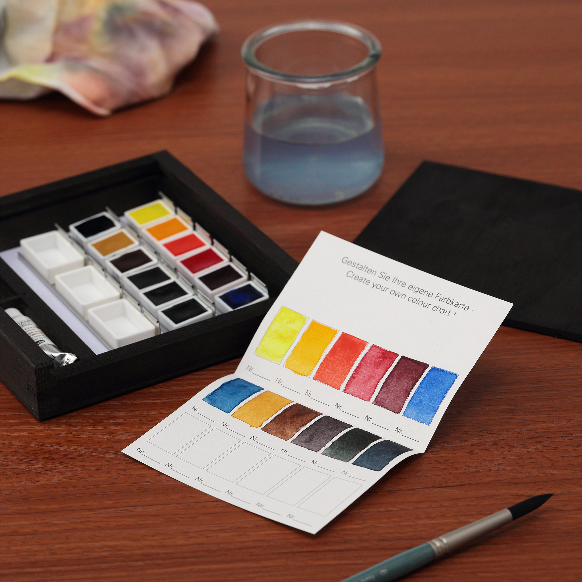 Schmincke Horadam Watercolor Set - Exclusive Limited Edition Wooden Box -12 Half Pans, 5ml Titanium White, 3 Empty Pans, Made in Germany for professionals, artists, painters