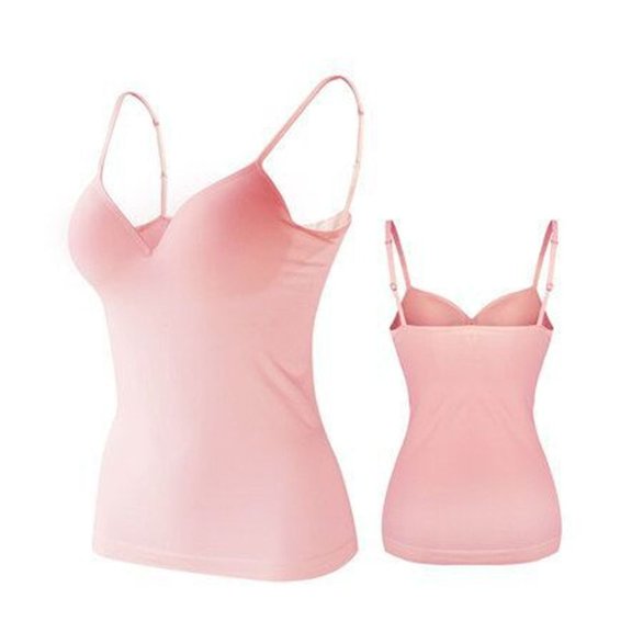 Modal Breathable Chest Pad Sexy Solid Color Tube Top Spaghetti Strap Vest Basic Vest Crop Tops PINK L