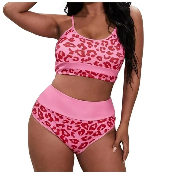 DOPI Women's Fashion Sexy Printed Swimsuit Bikini Big Fat Bikini Split Swimsuit