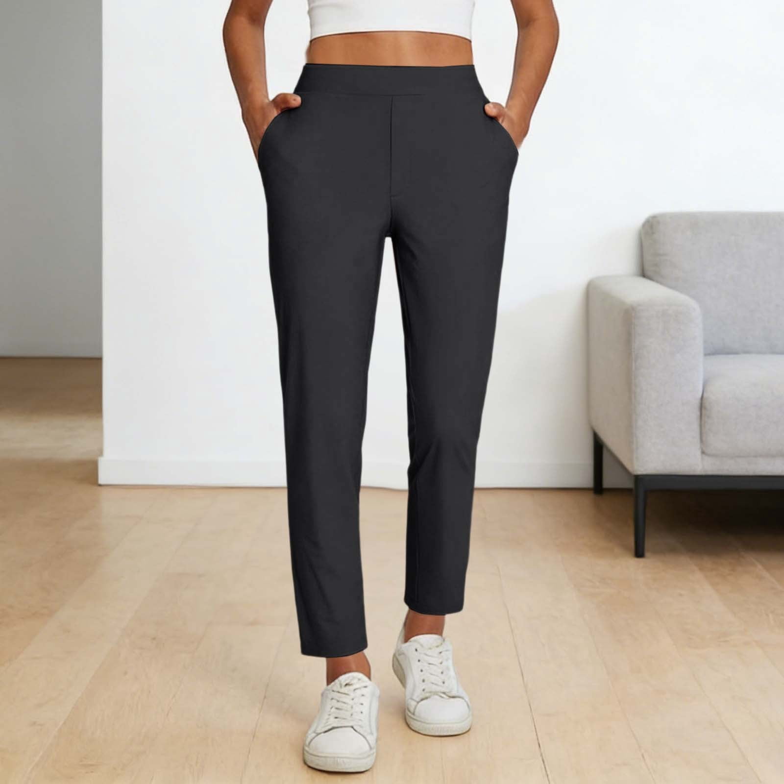 Women's Work Pants Stretchy 7/8 Ankle Dress Pants for Women Business Casual Tapered Slacks for Teacher, Golf, Travel Black XL
