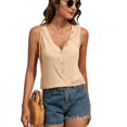 thumbnail image 4 of SWSMCLT Women's V Neck Sleeveless Fashion Vest Soft Top Fall Loose Spring Cozy Elegant Summer Tank Top Apricot X-Large, 4 of 4