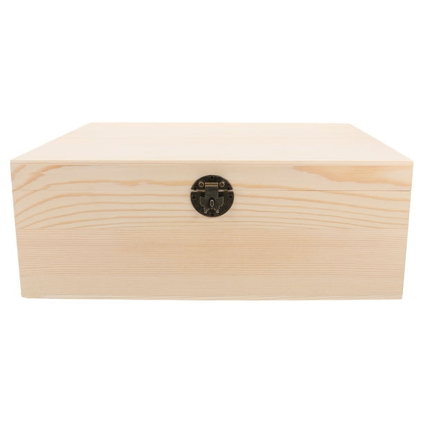 Joyero de madera, joyero rústico, caja de almacenamiento con bisagras, organizador multiusos