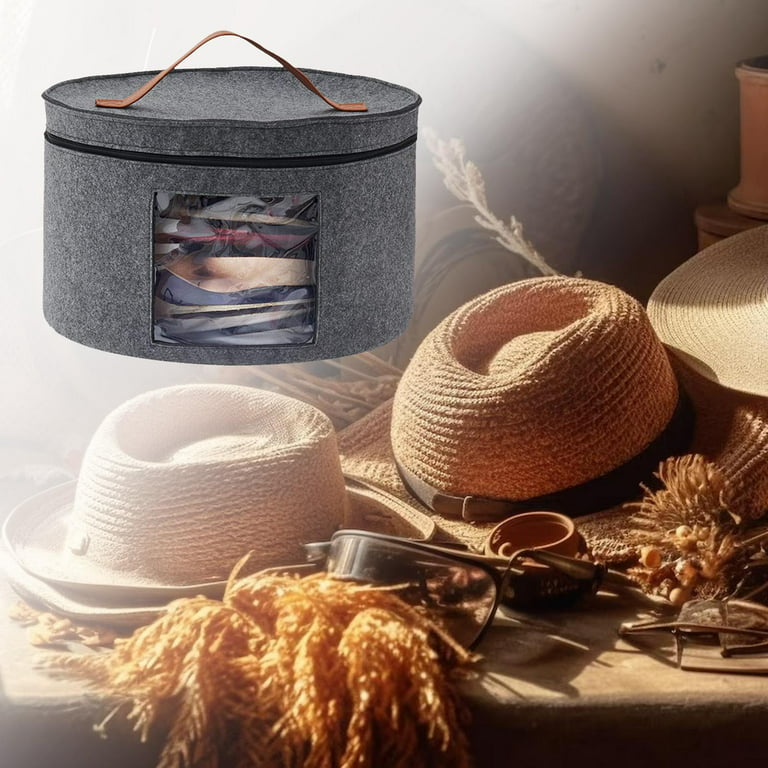 kushon Oversized Hat Storage Box for Women & Men，19 D x 17 H Cowboy Hat  Boxes with 1 Wood Hook Fel…See more kushon Oversized Hat Storage Box for