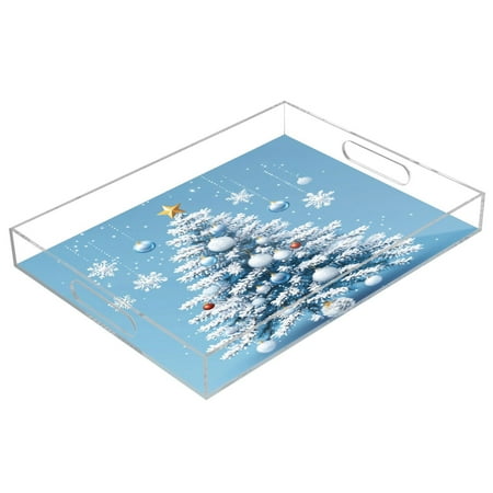 

Clear Acrylic Tray Water Cup Tray Teacup Jewelry Storage Tray for Serving and Home Decor White Christmas Tree