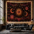 thumbnail image 6 of Sun Medallion with Crescent Moons and Star Ornaments, Mystical Boho for Space Lovers, Celestial Wall Art, Housewarming Gift, Tapestry Wall Hanging for Bedroom and Studio, 6 of 7