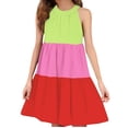 thumbnail image 4 of Ashirexll Robes pour Filles Enfants Sans Manches Mode Col Rond Patchwork Ludique Été Décontractée Robe d'Été pour Préadolescentes, 4 of 4