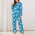 thumbnail image 2 of Fuzoiu Cartoon Chicken Print Women's Long-Sleeved Pajama,Lounge Button Down Nightwear,Womens Notch Collar Pajama Set-XX-Large, 2 of 7