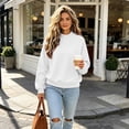 thumbnail image 5 of Staron Women's Fall Winter Crew Neck Long Sleeve Loose Casual Comfy Knit Sweater Pullover White L, 5 of 6