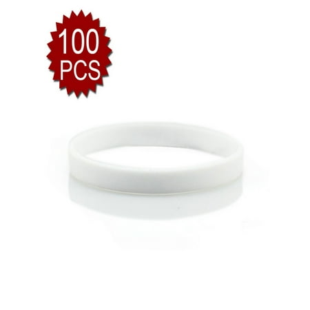 Gogo 100 Pcs Thin Silicone Wristbands Rubber Bracelets Party Gogo 100 Pcs Thin Silicone Wristbands Rubber Bracelets Party Favors White