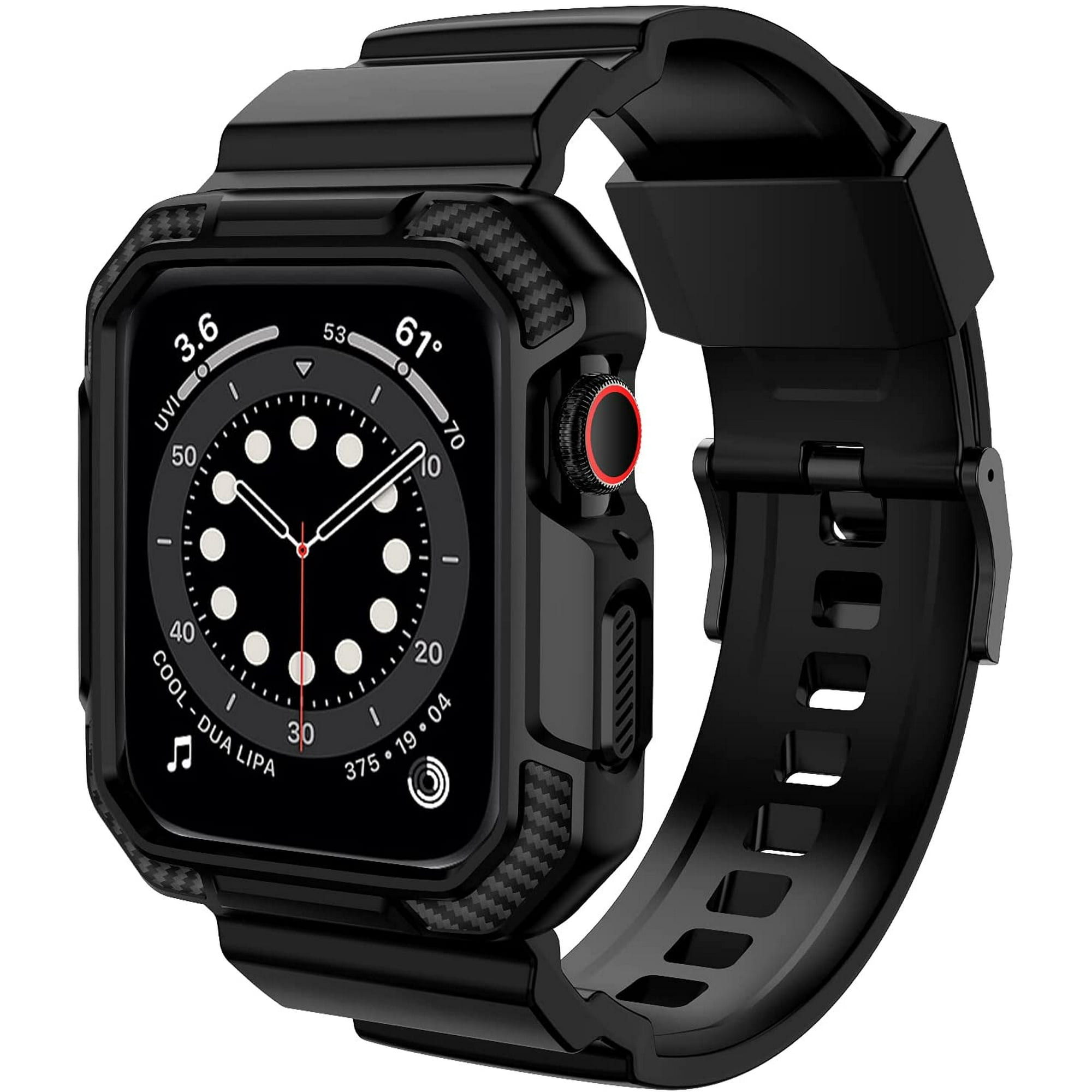 IGUOHAO Compatible with Apple Watch Band 45mm 44mm 42mm with Case Shockproof Rugged Band Strap for iWatch SE Series 7 6 5 4 3 2 1 45mm 44mm 42mm with