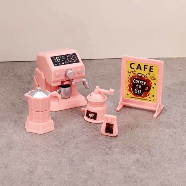 迷你场景仿真电器咖啡机儿童过家家食玩玩具配件烘培模型解压摆件粉色迷你咖啡机套装DIY