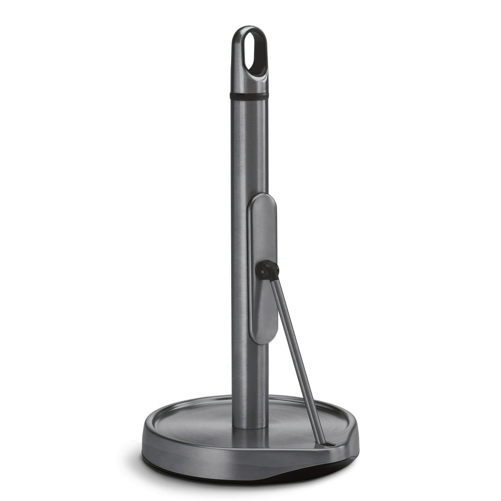 simplehuman Tension Arm Standing Paper Towel Holder, Black Stainless