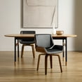 thumbnail image 5 of Art Leon Mid Century Desk Chairs No Wheel,Swivel Side Chairs with Poplar Wood Legs,Faux Leather Armless Chairs, Black, 5 of 8
