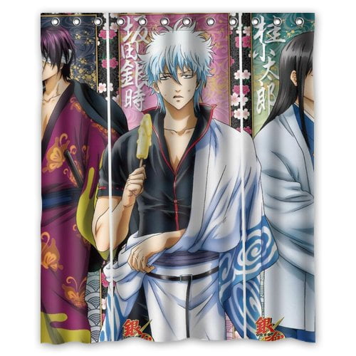 TOUXIHAA Gintama Gintoki and Katsura Shower Curtain Bathroom Curtain Set with Hooks Size 60x72 inch